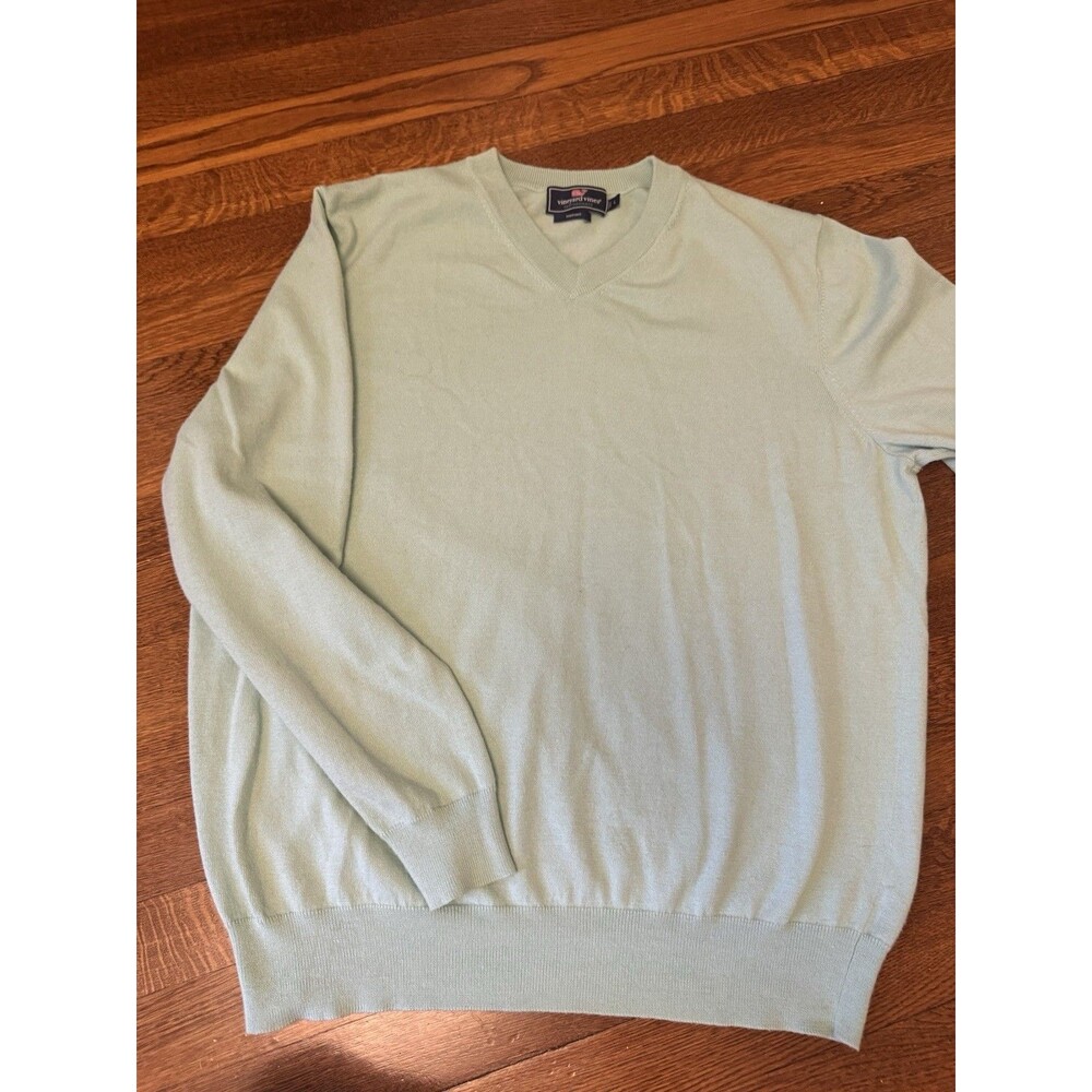 Vineyard Vines Men’s L Performance Merino Wool Blend V-Neck Sweater Mint Green